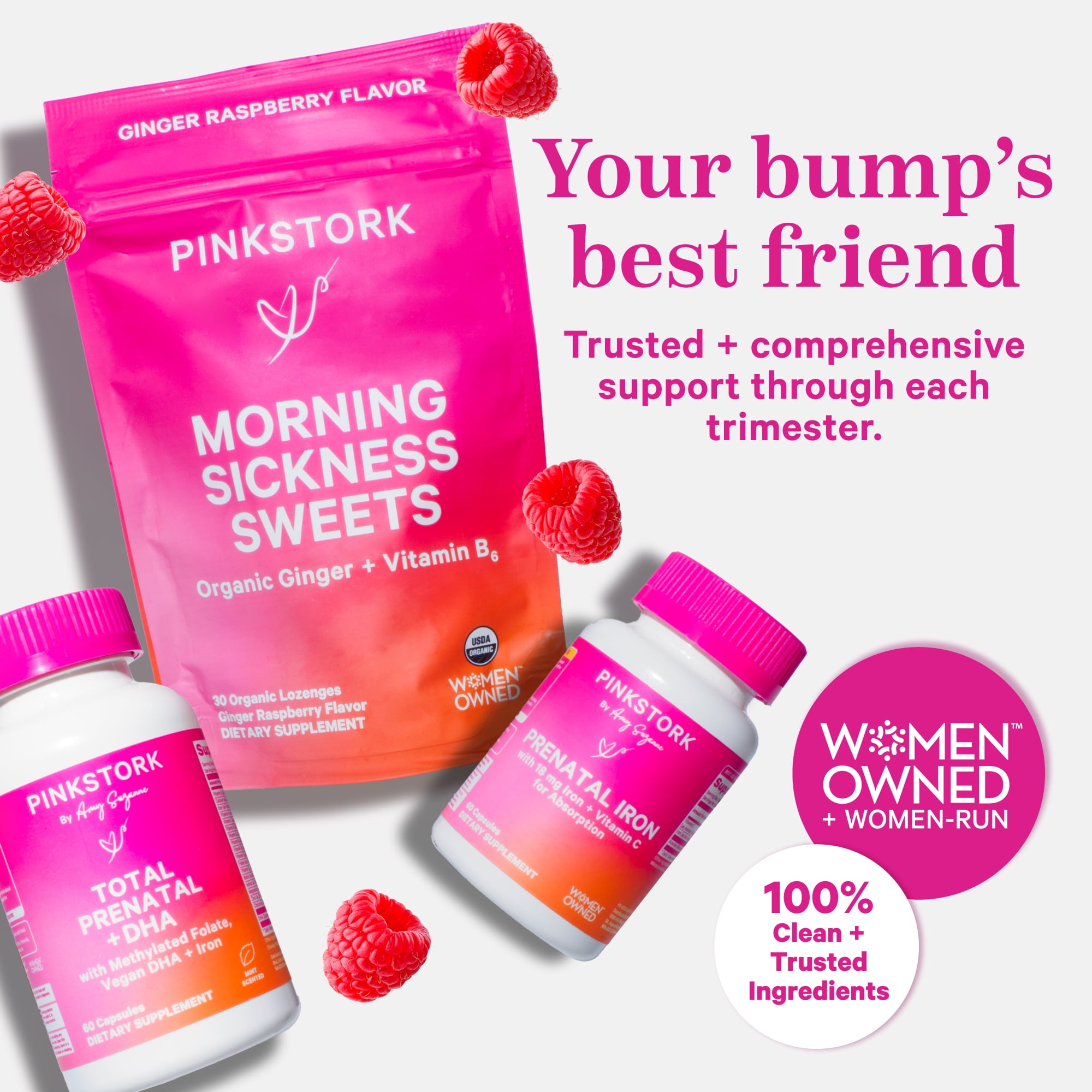 PINK STORK PRENATAL VITAMINS DHA FOLATE 60 CAPSULES 1 MONTH SUPPLY