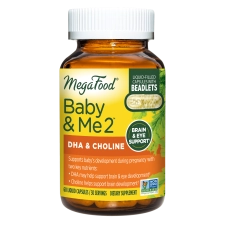 MEGAFOOD BABY AND ME 2 PRENATAL DHA CHOLINE VITAMINS WOMEN PLANT-BASED LIQUID FOR BABY'S BRAIN EYE DEVELOPMENT PREGNANCY VEGAN 60 CAPSULES 30 SERVINGS