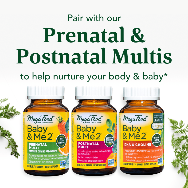 MEGAFOOD BABY AND ME 2 PRENATAL DHA CHOLINE VITAMINS WOMEN PLANT-BASED LIQUID FOR BABY'S BRAIN EYE DEVELOPMENT PREGNANCY VEGAN 60 CAPSULES 30 SERVINGS