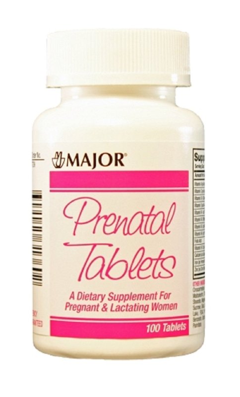MAJOR PRENATAL VITAMIN SUPPLEMENT - 100 TABLETS BOTTLE