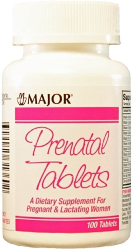 MAJOR PRENATAL VITAMIN SUPPLEMENT - 100 TABLETS BOTTLE