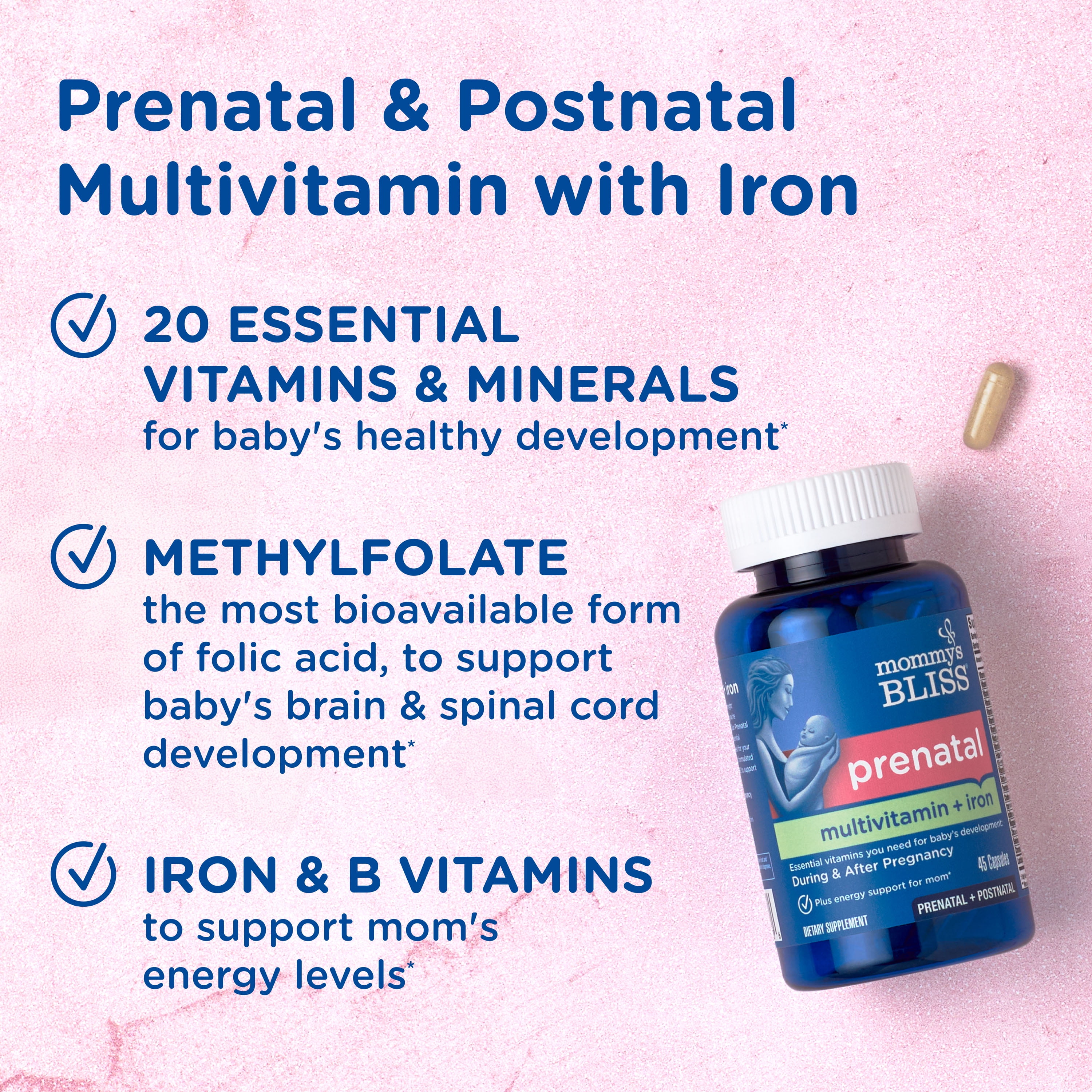 MOMMYS BLISS PRENATAL MULTIVITAMIN PLUS IRON 45 CAPS