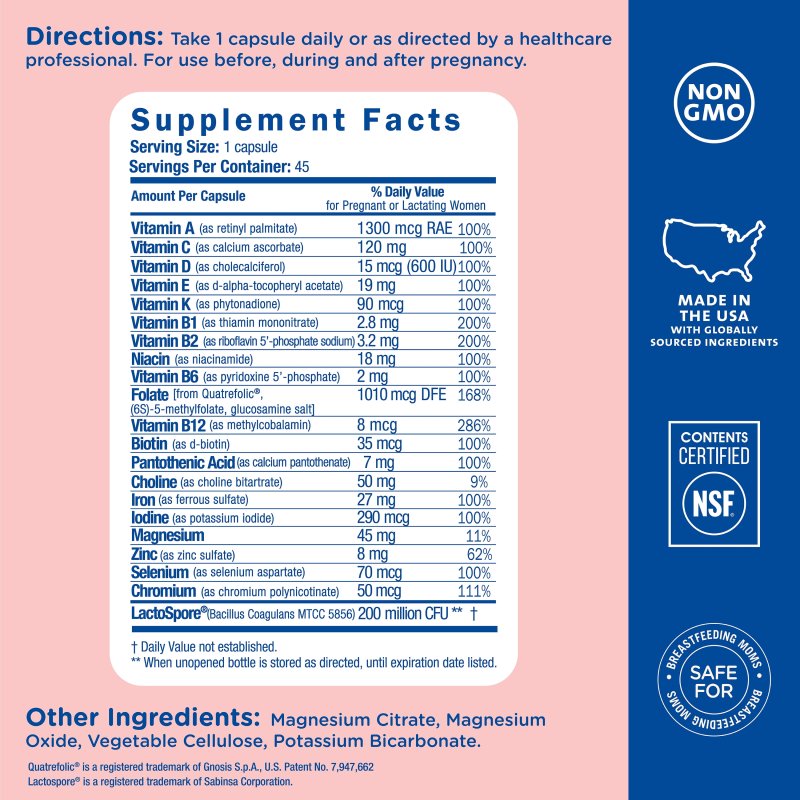 MOMMYS BLISS PRENATAL MULTIVITAMIN PLUS IRON 45 CAPS