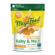 MEGAFOOD BABY & ME 2 SOFT CHEW NAUSEA RELIEF WITH REAL GINGER & VITAMIN B6 VEGETARIAN - NO 9 MAJOR ALLERGENS - HONEY LEMON GINGER FLAVOR - 30 CHEWS
