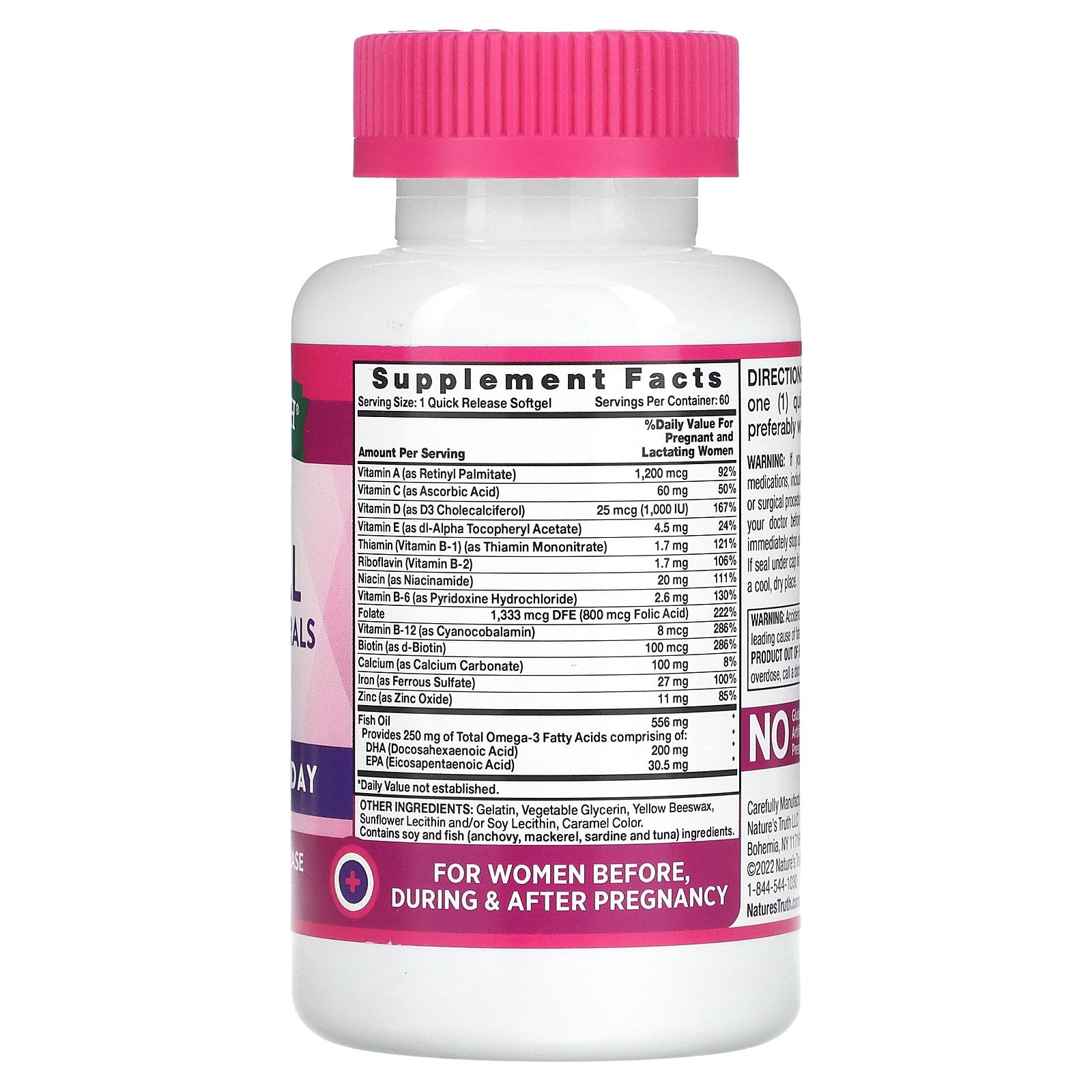 NATURE'S TRUTH PRENATAL VITAMINS DHA FOLIC ACID 60 SOFTGELS