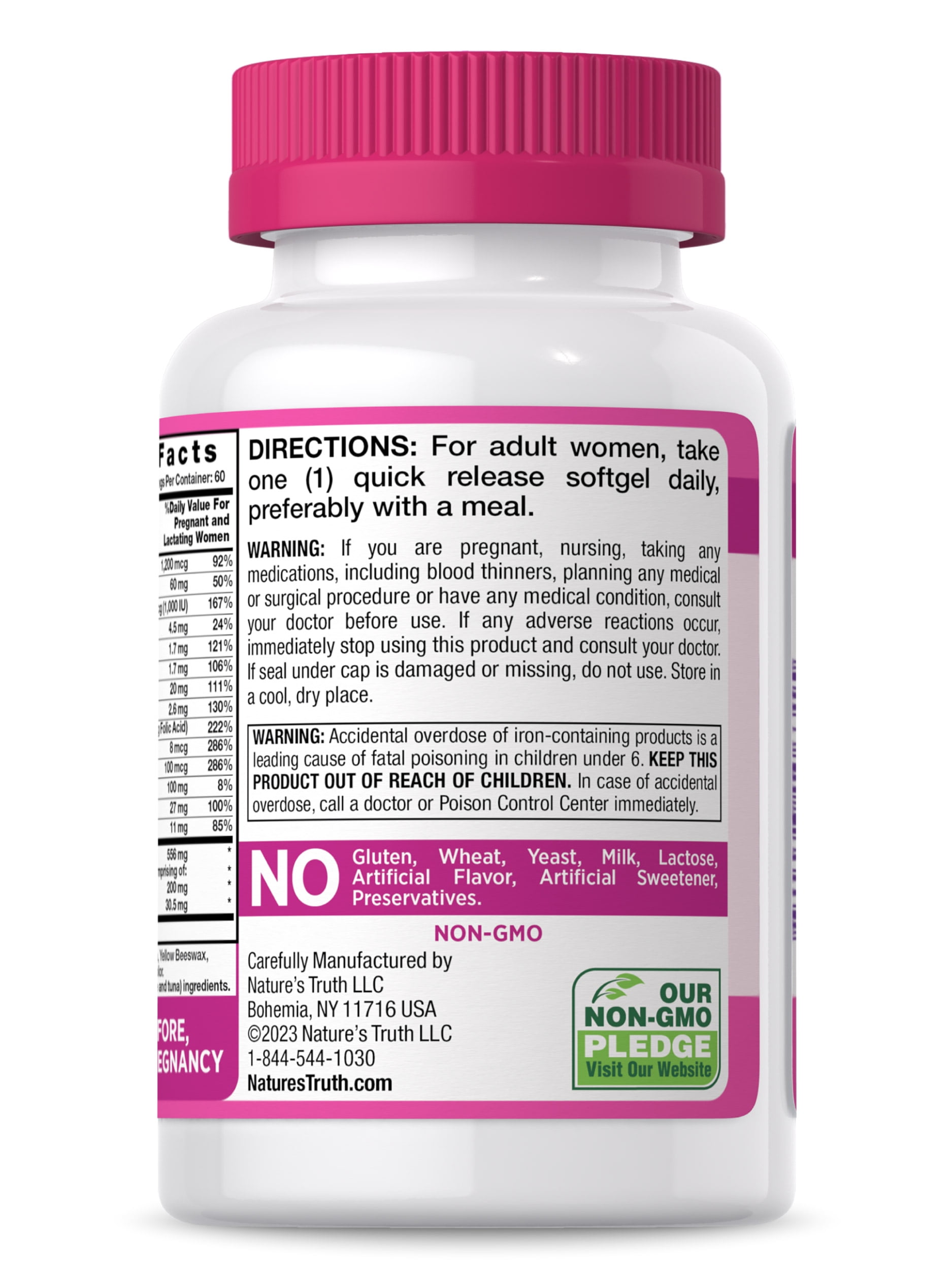 NATURE'S TRUTH PRENATAL VITAMINS DHA FOLIC ACID 60 SOFTGELS