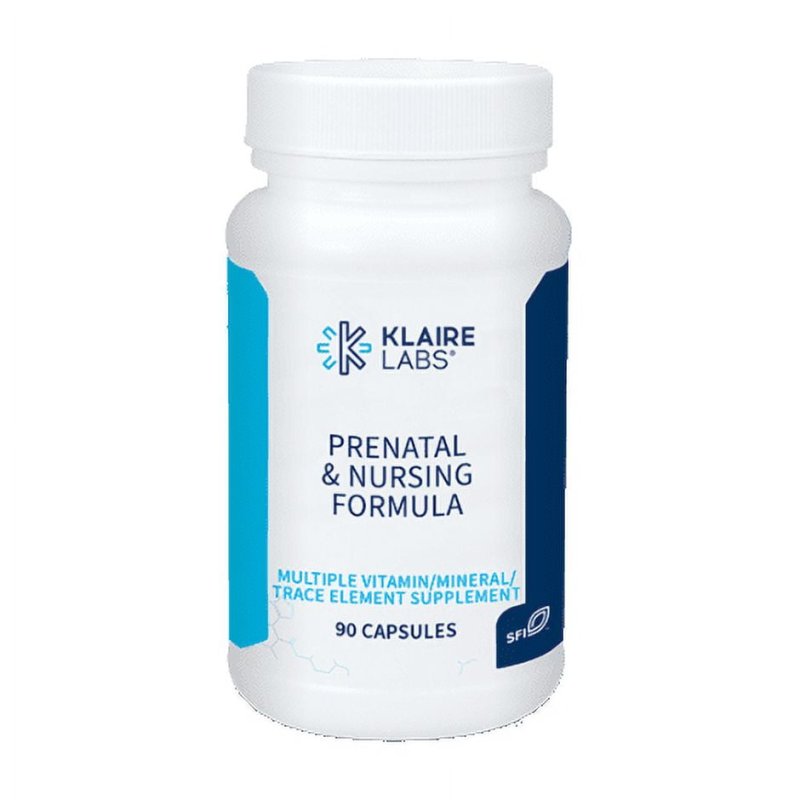 KLAIRE LABS PRENATAL NURSING FORMULA MULTIVITAMIN MULTIMINERAL CHELATED IRON ACTIVE FOLATE FOR PREGNANCY BREASTFEEDING CHILD-BEARING YEARS DAIRY-FREE 90 CAPSULES