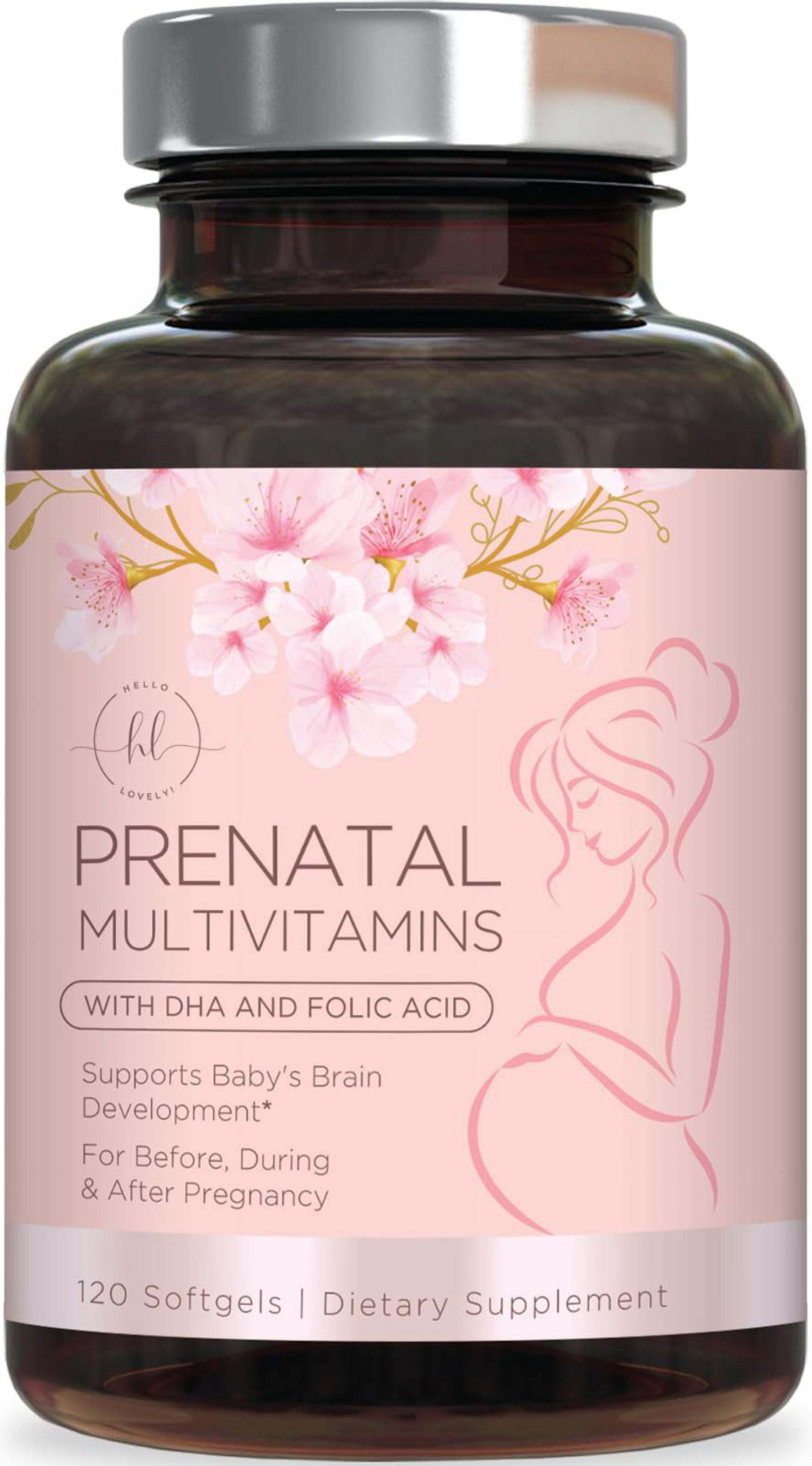 HELLO LOVELY PRENATAL MULTIVITAMIN VITAMINAS DE EMBARAZO ULTRA FUERTES PARA MUJERES CON ÁCIDO FóLICO HIERRO DHA VITAMINA C E SUPLEMENTO PRENATAL PARA APOYO NUTRICIONAL DIARIO 120 CáPSULAS BLANDAS