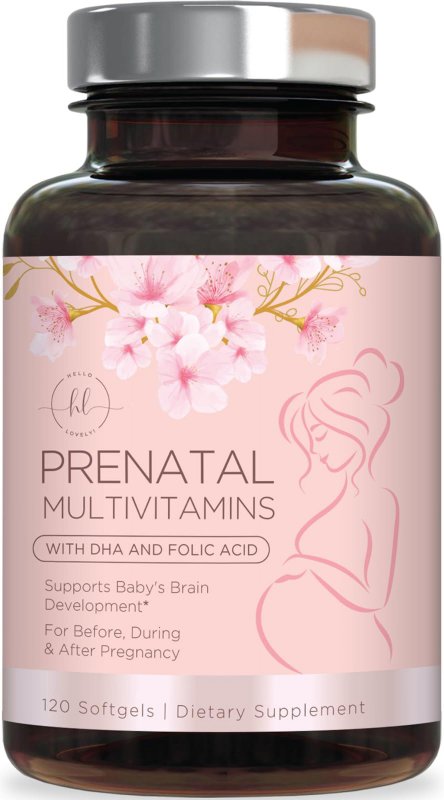 HELLO LOVELY PRENATAL MULTIVITAMIN VITAMINAS DE EMBARAZO ULTRA FUERTES PARA MUJERES CON ÁCIDO FóLICO HIERRO DHA VITAMINA C E SUPLEMENTO PRENATAL PARA APOYO NUTRICIONAL DIARIO 120 CáPSULAS BLANDAS