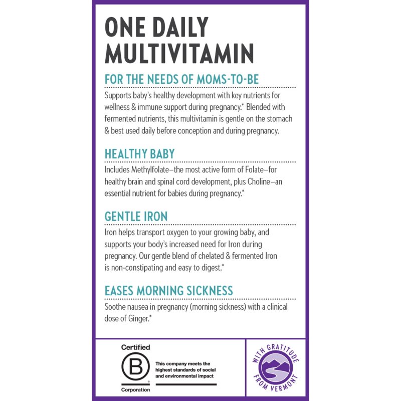 NEW CHAPTER ONE DAILY PRENATAL MULTIVITAMIN 30 VEG TABS FOR EXPECTING MOMS