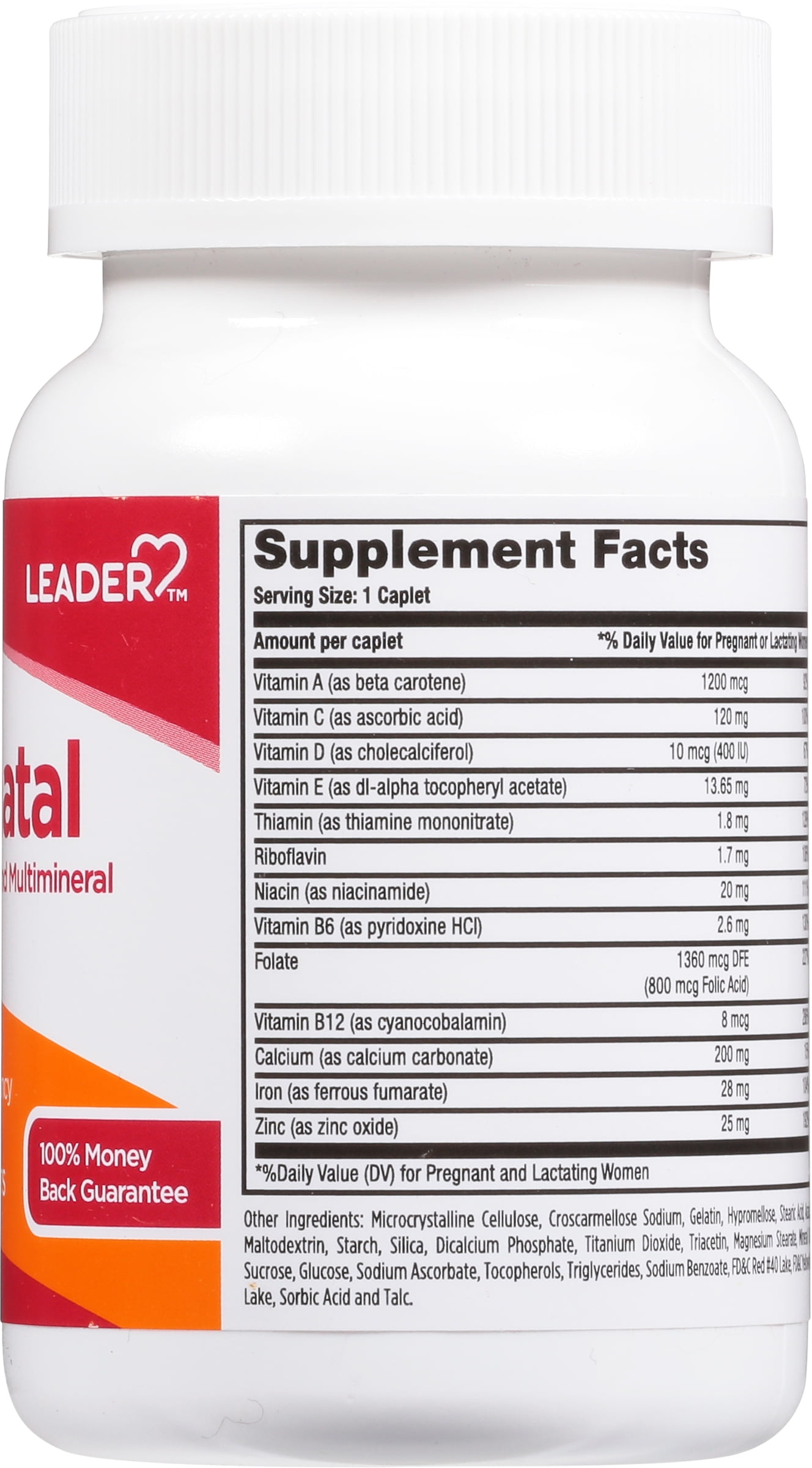 LEADER PRENATAL VITAMIN TABLETS 100 COUNT