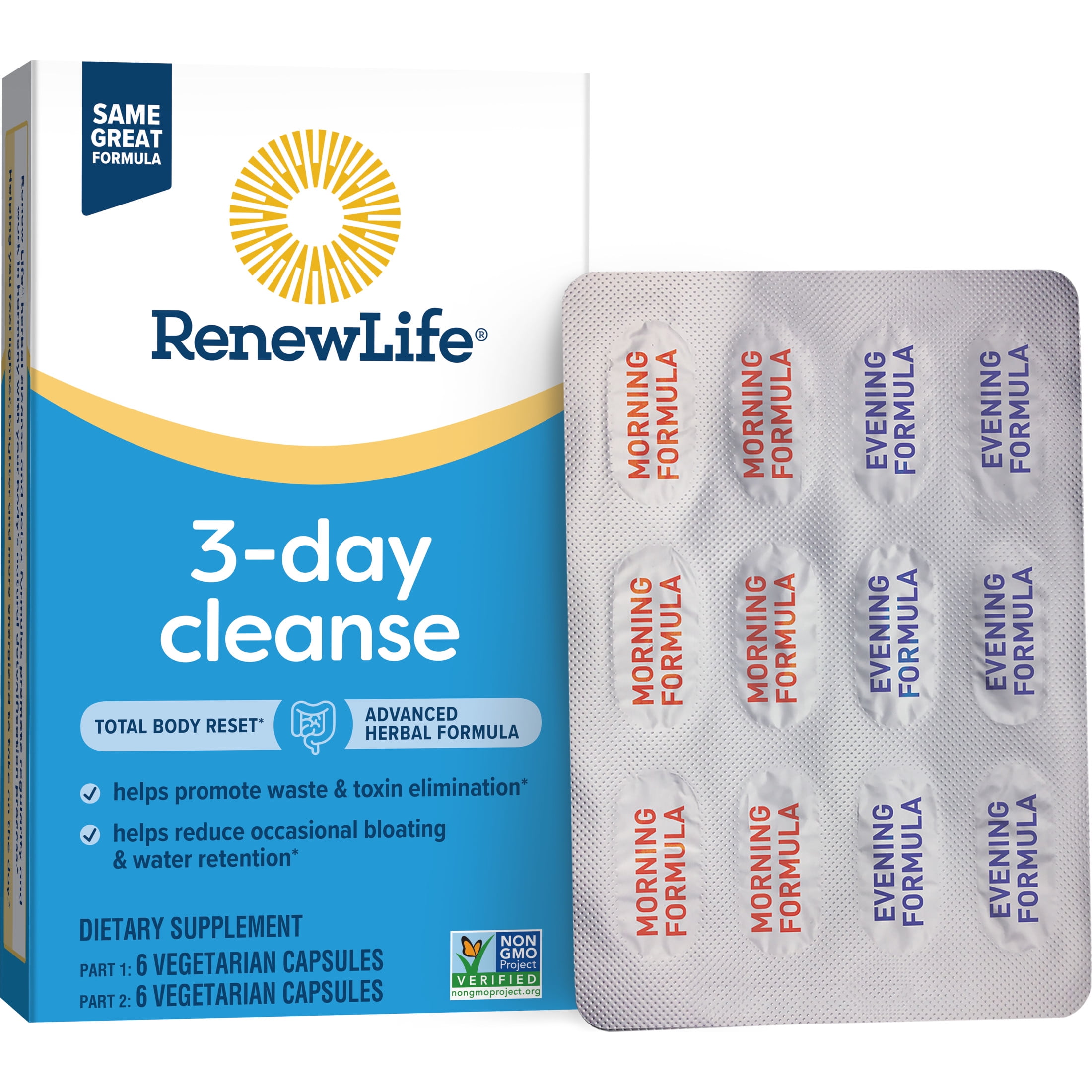 RENEW LIFE 3 DAY CLEANSE TOTAL BODY RESET CAPSULES 12 COUNT