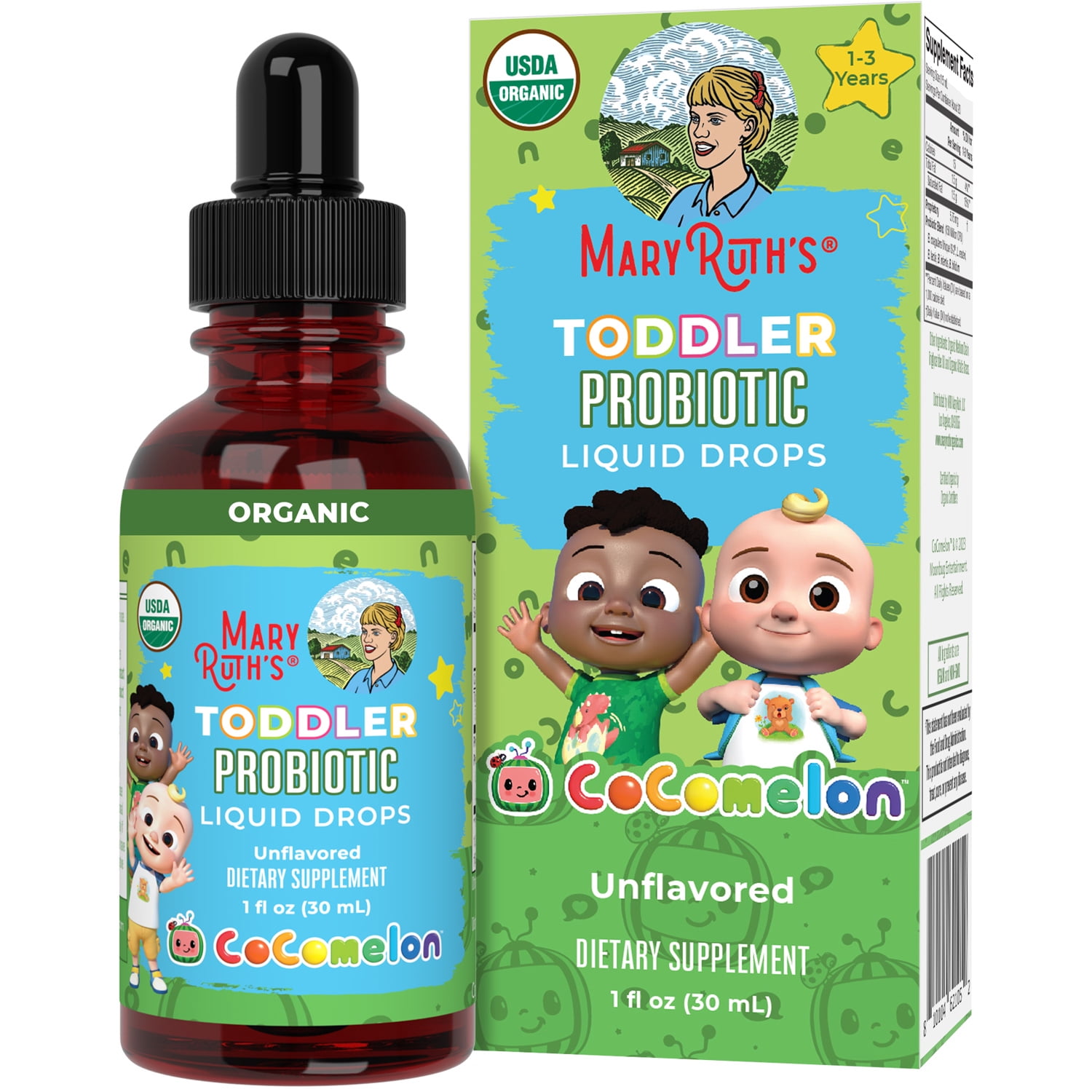 MARYRUTH COCOMELON TODDLER PROBIOTIC LIQUID DROPS ORGANIC 1 FL OZ FOR KIDS