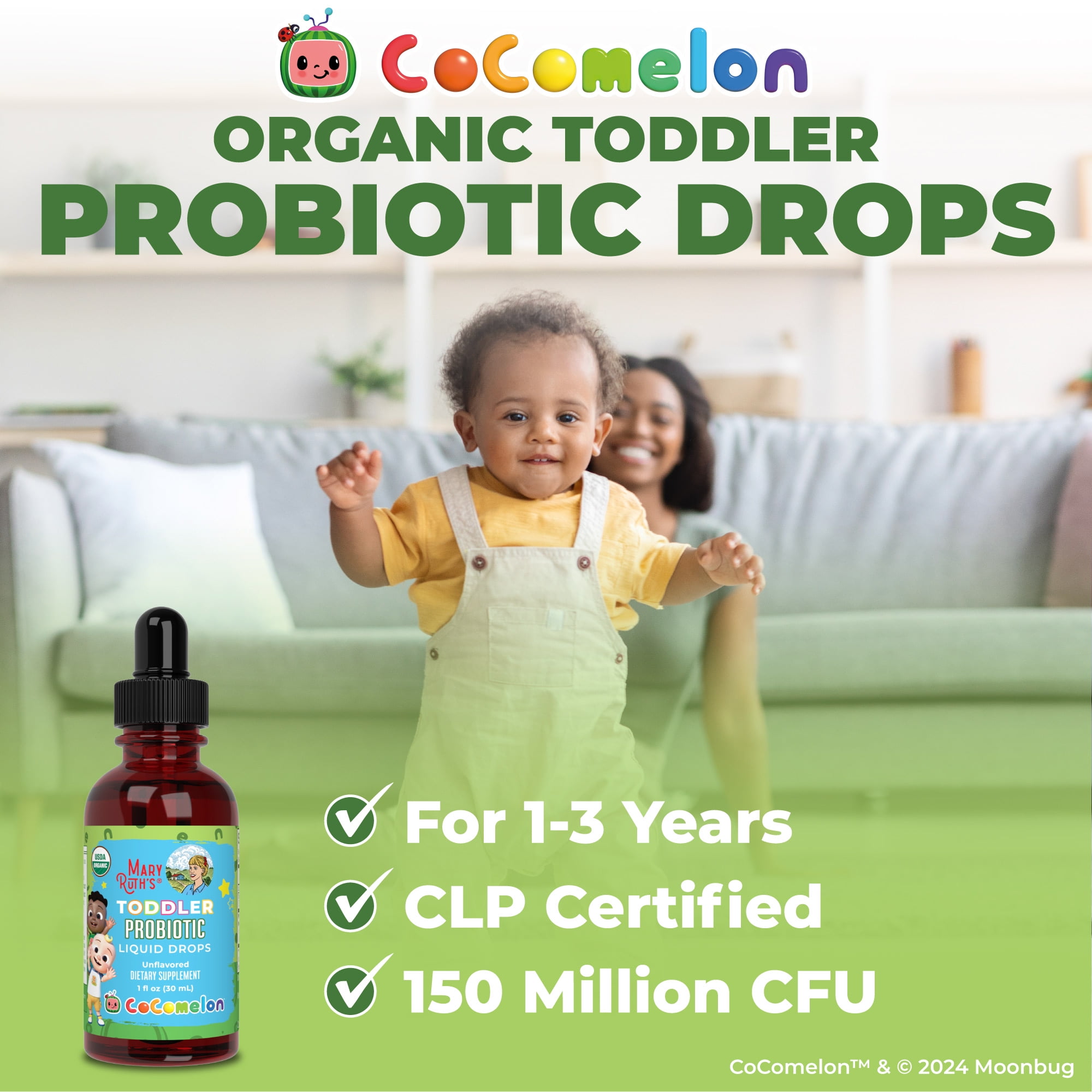MARYRUTH COCOMELON TODDLER PROBIOTIC LIQUID DROPS ORGANIC 1 FL OZ FOR KIDS