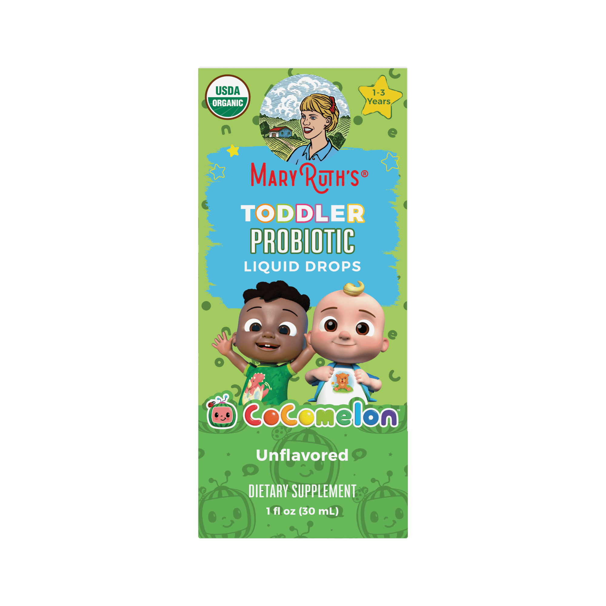 MARYRUTH COCOMELON TODDLER PROBIOTIC LIQUID DROPS ORGANIC 1 FL OZ FOR KIDS