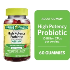 SPRING VALLEY HIGH POTENCY PROBIOTIC GUMMIES 10B CFU STRAWBERRY LEMONADE 60 COUNT