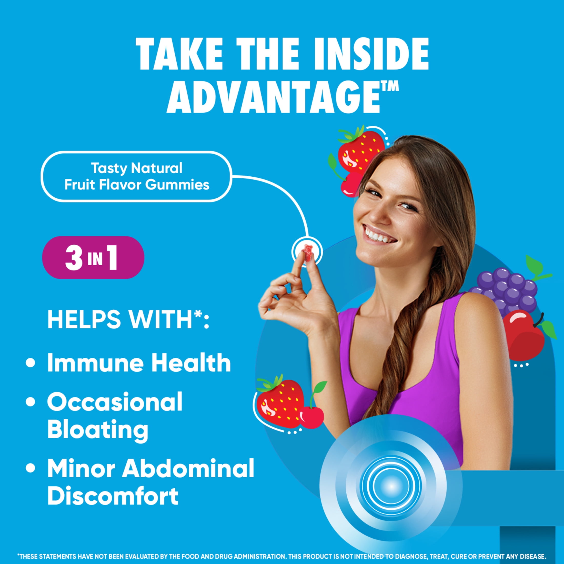DIGESTIVE ADVANTAGE DAILY PROBIOTICS FOR WOMEN AND MEN, INTESTINAL HEALTH, NATURAL SUPERFRUIT FLAVORS, 90 GUMMIES