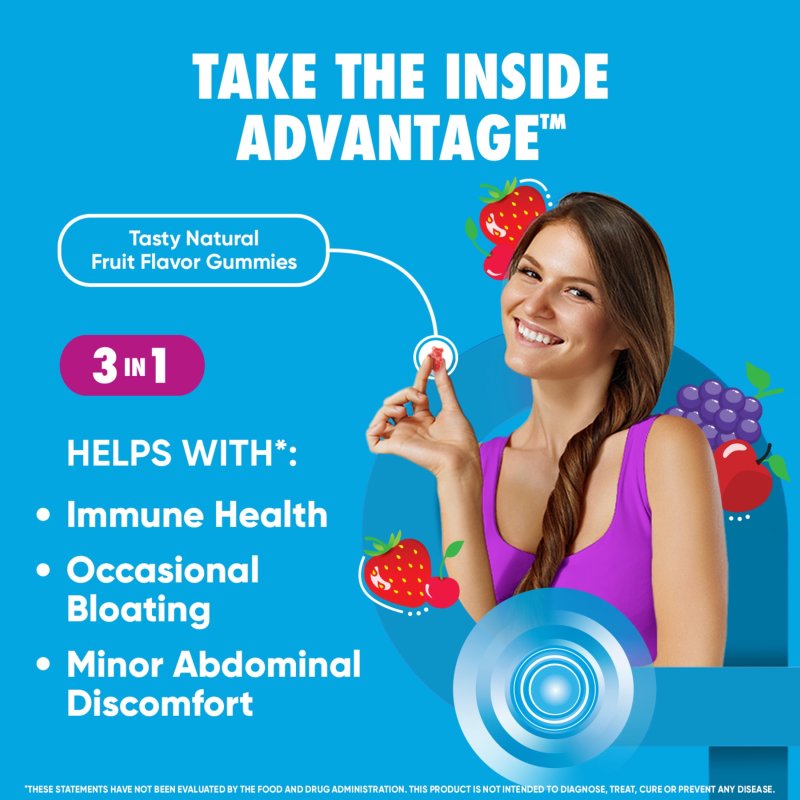 DIGESTIVE ADVANTAGE DAILY PROBIOTICS FOR WOMEN AND MEN, INTESTINAL HEALTH, NATURAL SUPERFRUIT FLAVORS, 90 GUMMIES