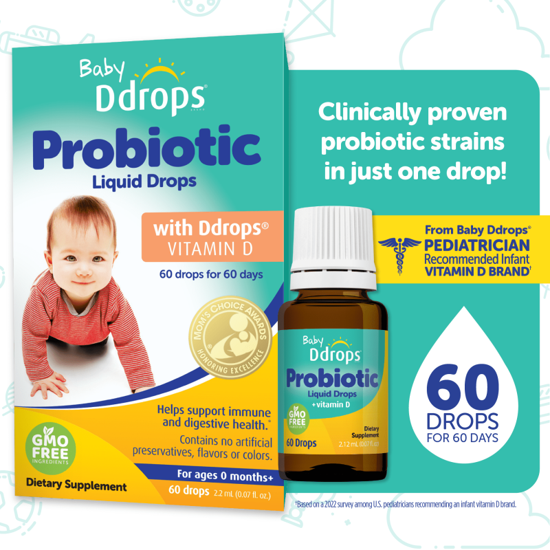 DDROPS PROBIOTIC LIQUID DROPS WITH VITAMIN D 0.07 FL OZ
