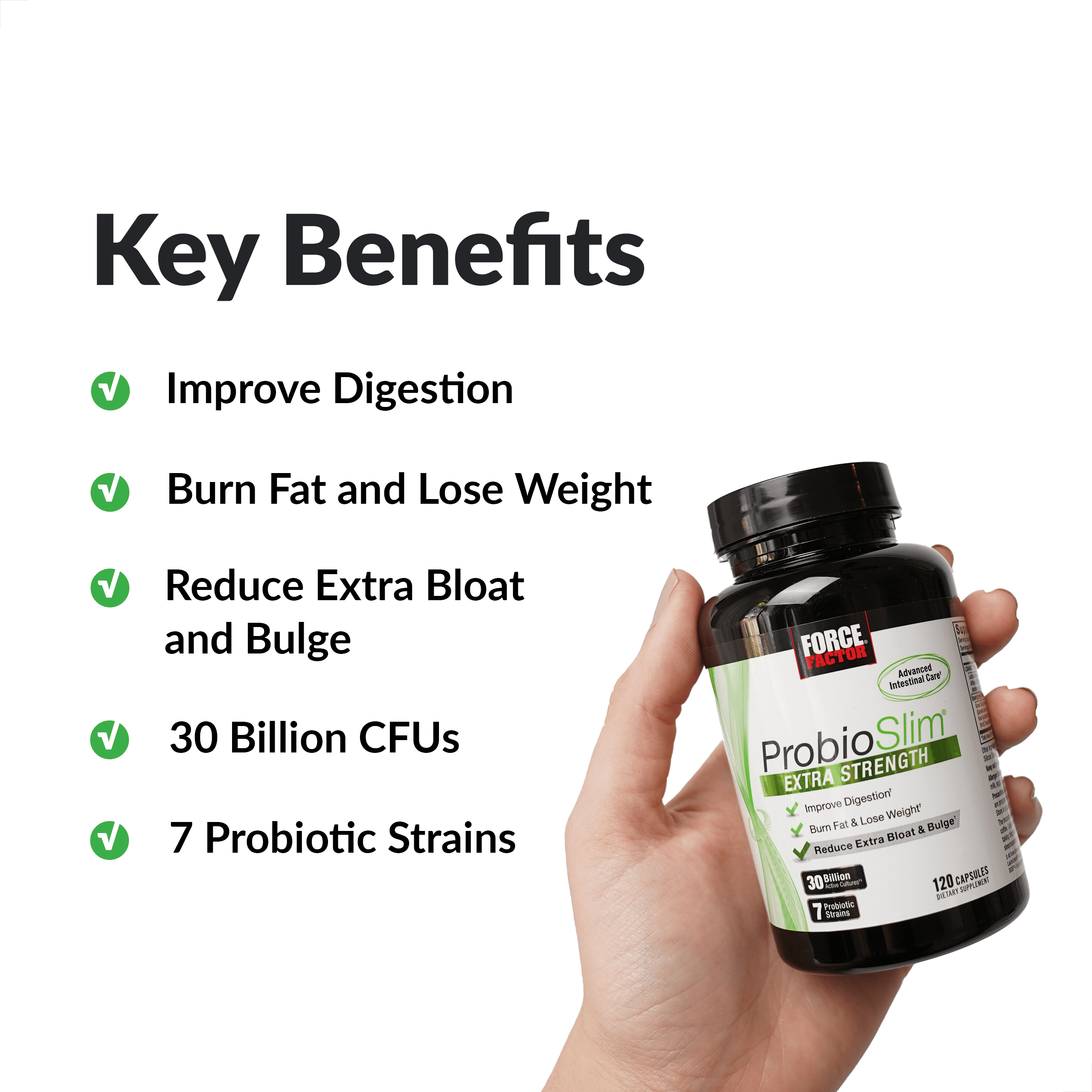 EXTRA STRENGTH PROBIOTIC SUPPLEMENT FOR WEIGHT LOSS AND DIGESTIVE HEALTH, 120 CAPSULES