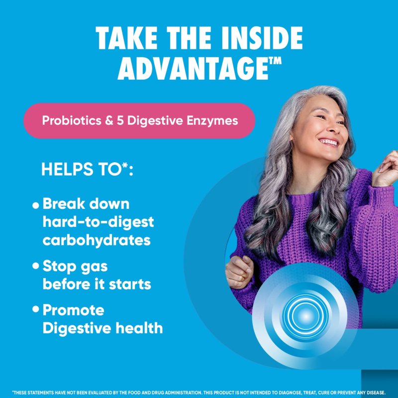 DIGESTIVE ADVANTAGE GAS DEFENSE PROBIOTICS FOR WOMEN MEN DIGESTIVE ENZYMES GUT HEALTH 32 CAPSULES