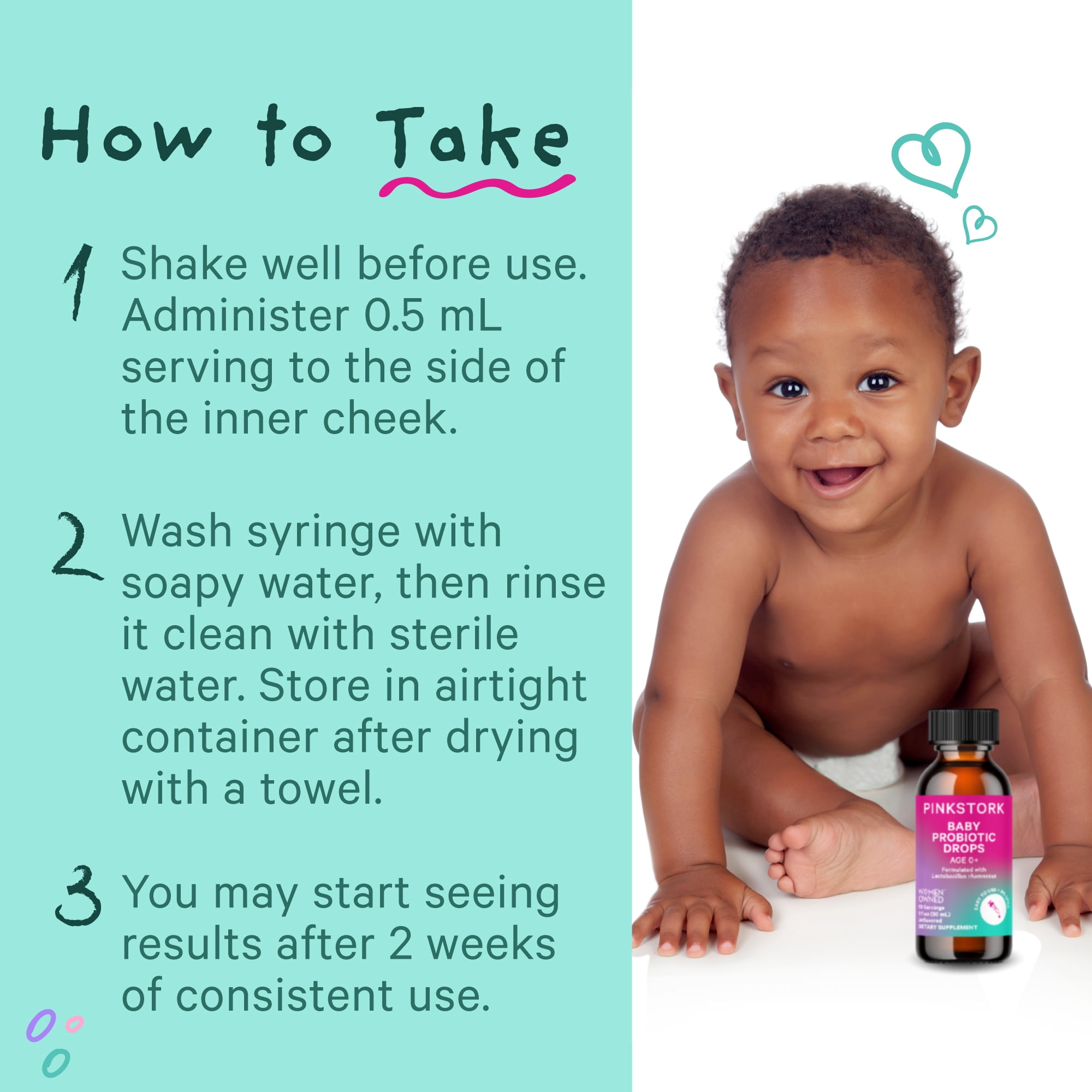 PINK STORK BABY PROBIOTIC DROPS INFANT DIGESTION GAS RELIEF 1 FL OZ