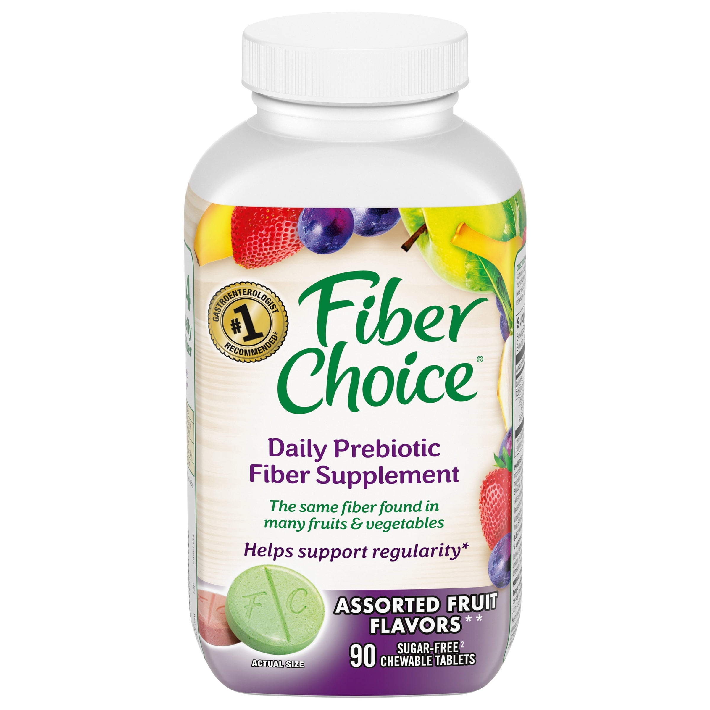 FIBER CHOICE DAILY PREBIOTIC SUPPLEMENT ASSORTED FRUIT CHEWABLE TABLETS 90 COUNT