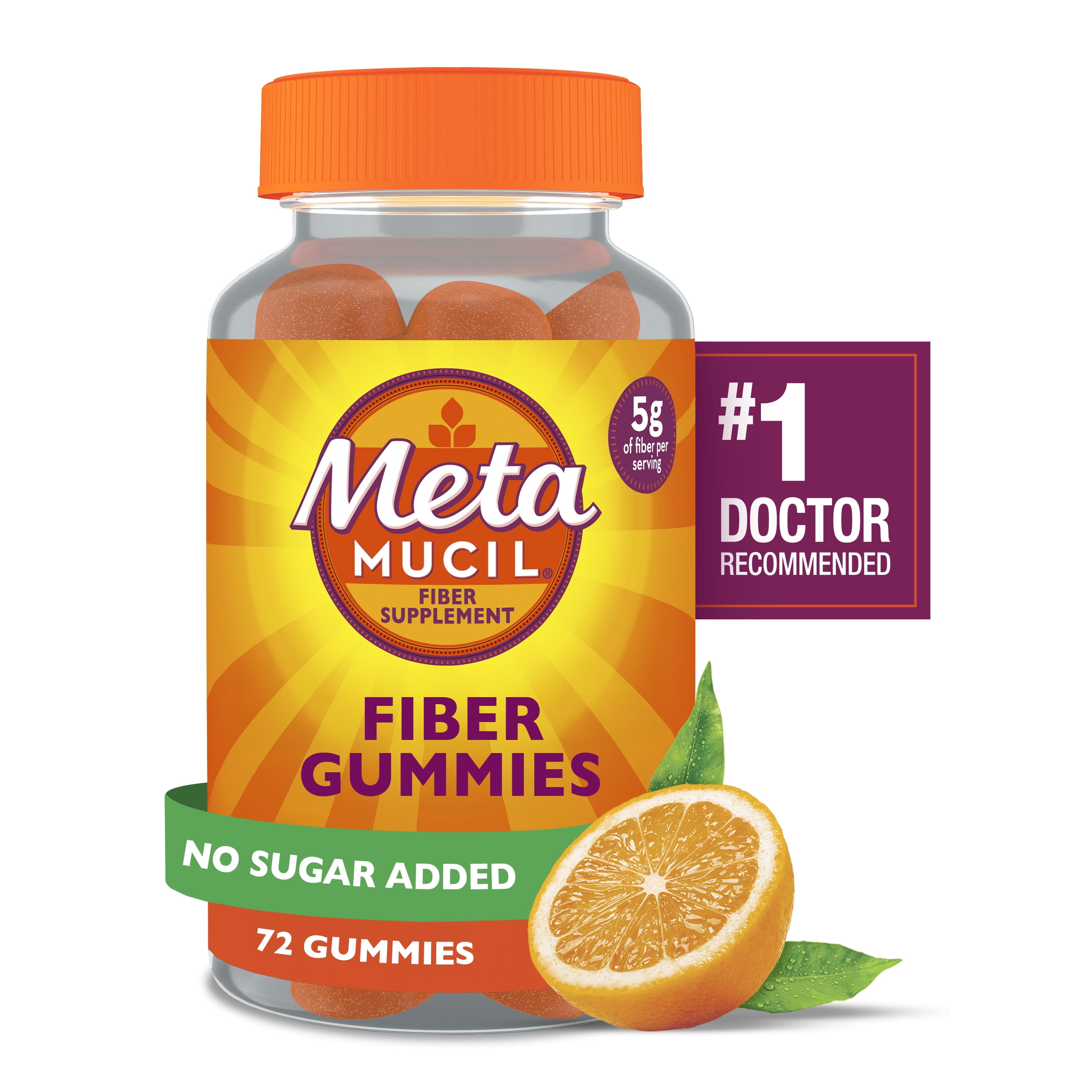 METAMUCIL ORANGE 72 COUNT SUGAR FREE FIBER GUMMIES DAILY DIGESTIVE HEALTH SUPPLEMENT