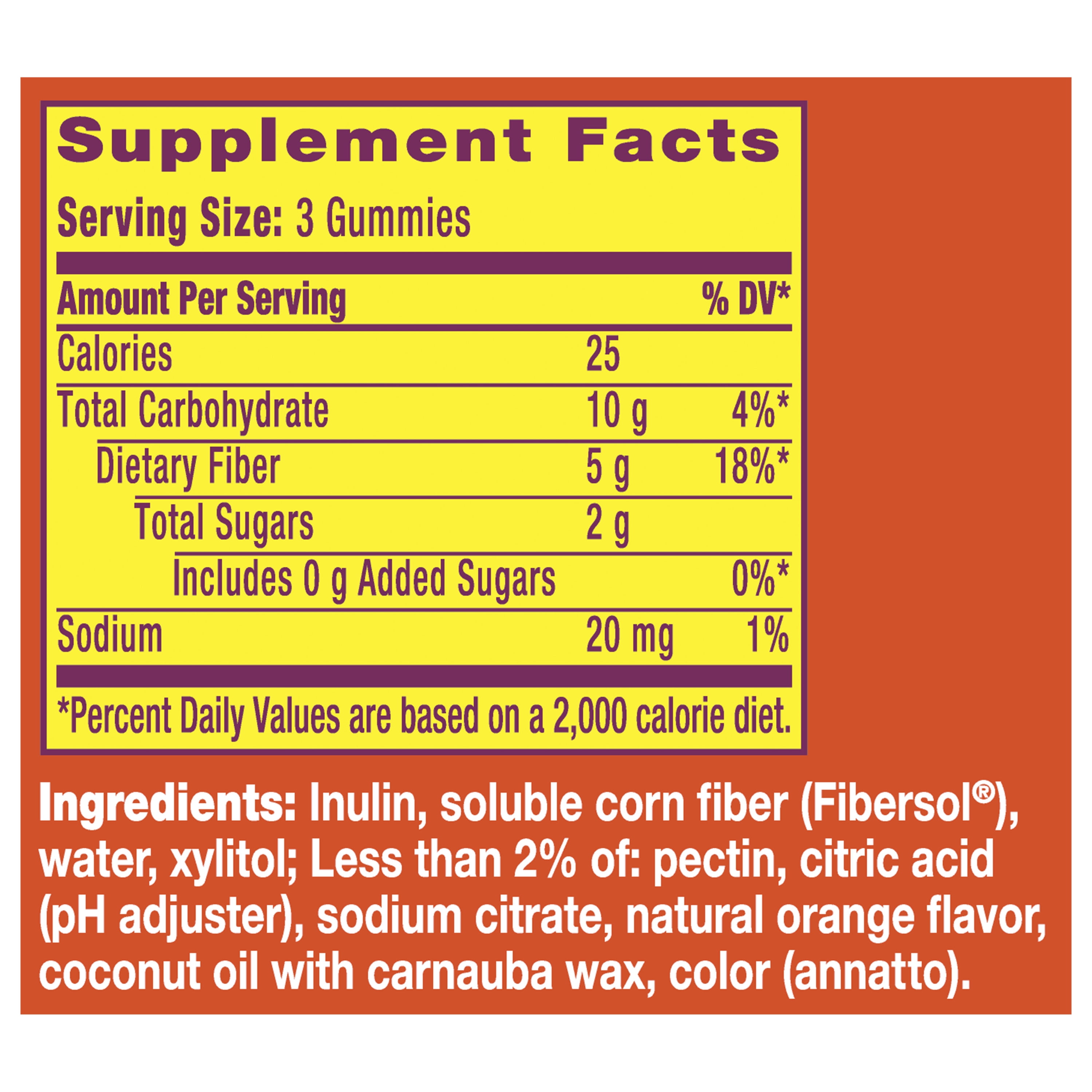 METAMUCIL ORANGE 72 COUNT SUGAR FREE FIBER GUMMIES DAILY DIGESTIVE HEALTH SUPPLEMENT