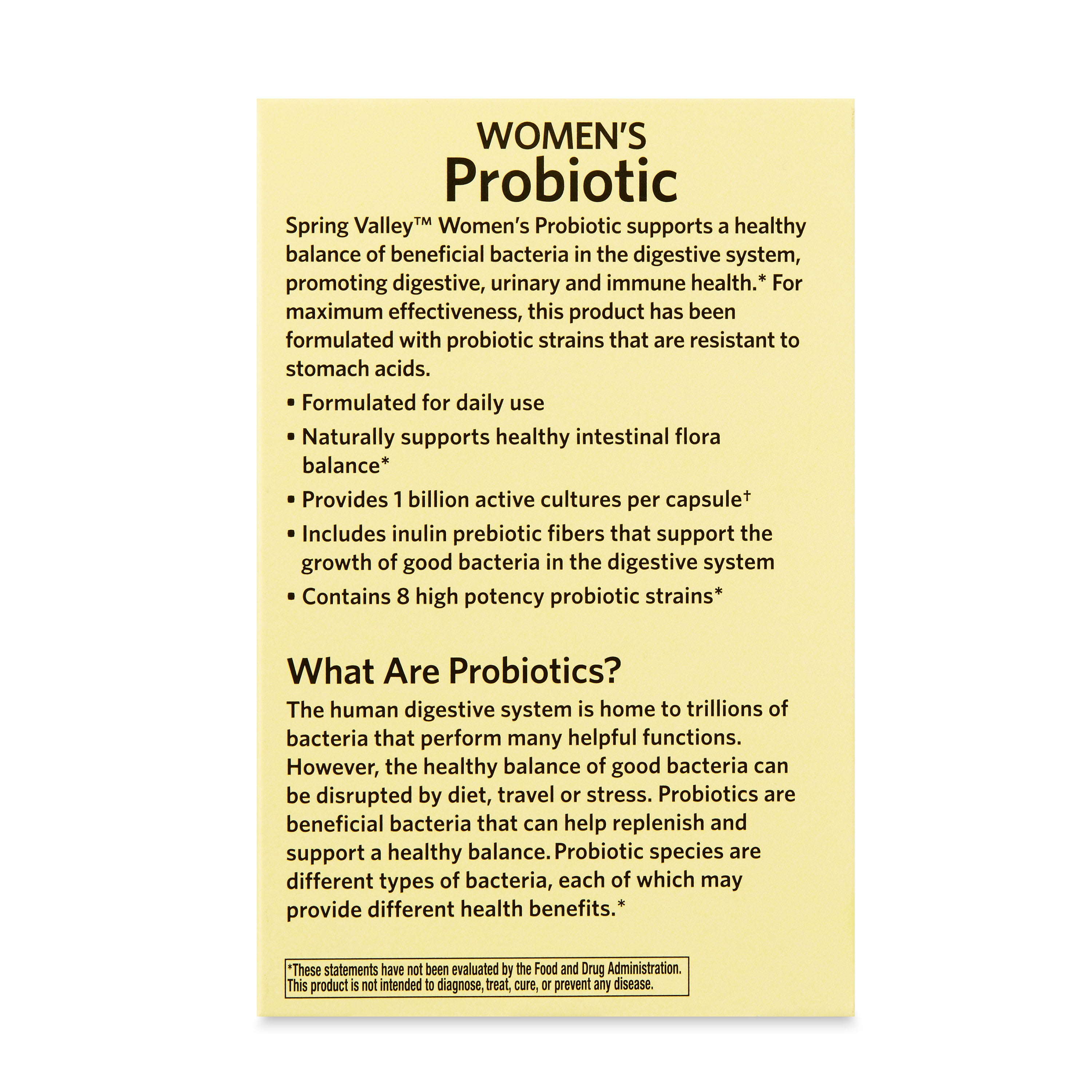 SPRING VALLEY WOMEN PROBIOTIC SUPPLEMENT 30 COUNT