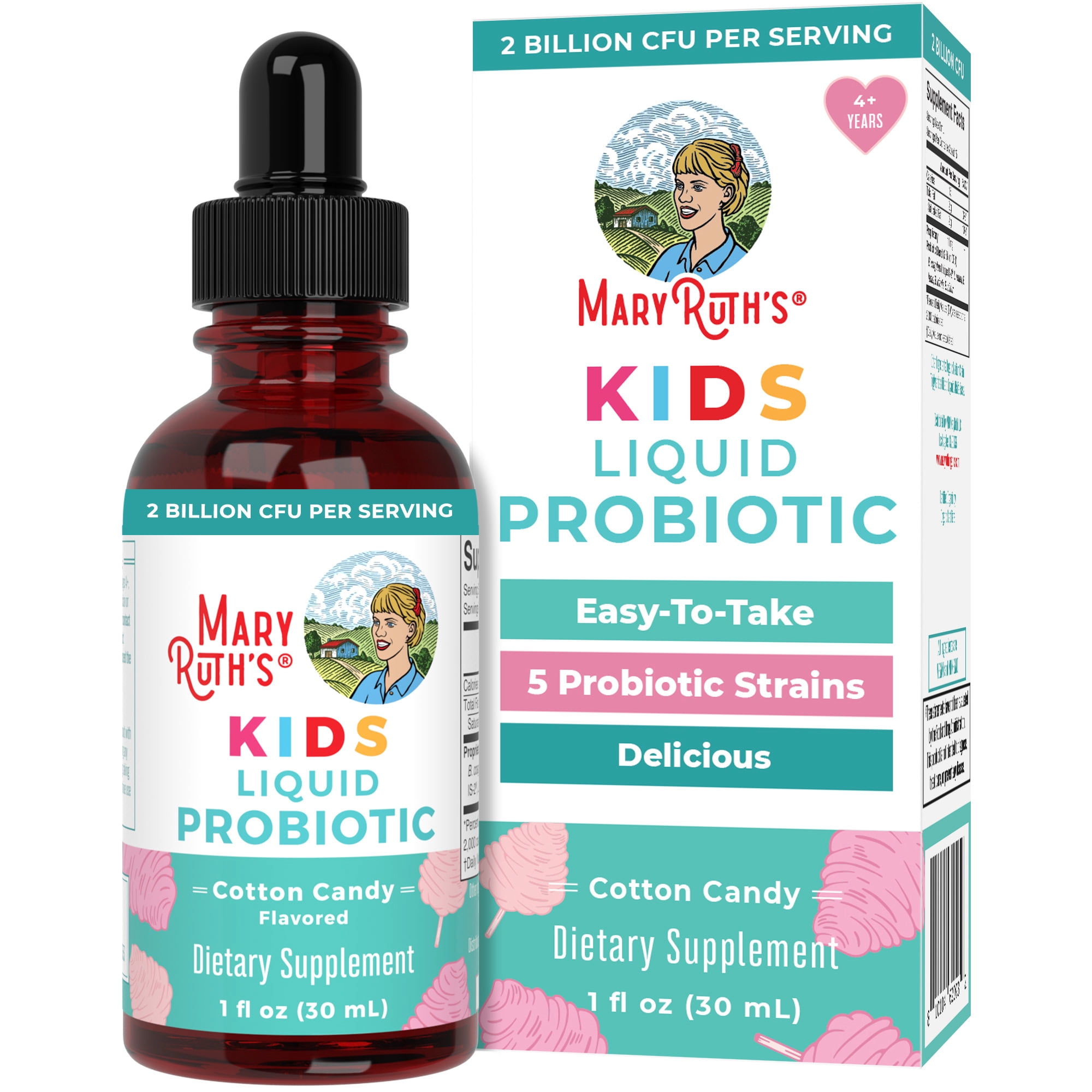 MARYRUTHS KIDS LIQUID PROBIOTIC GUT HEALTH IMMUNITY CHILDRENS HEALTH COTTON CANDY FLAVORED 1 FL OZ