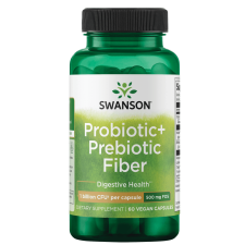 SWANSON PREBIOTIC PROBIOTIC FIBER SUPPLEMENT DIGESTIVE IMMUNE HEALTH 500MG FOS 60 VEGGIE CAPSULES