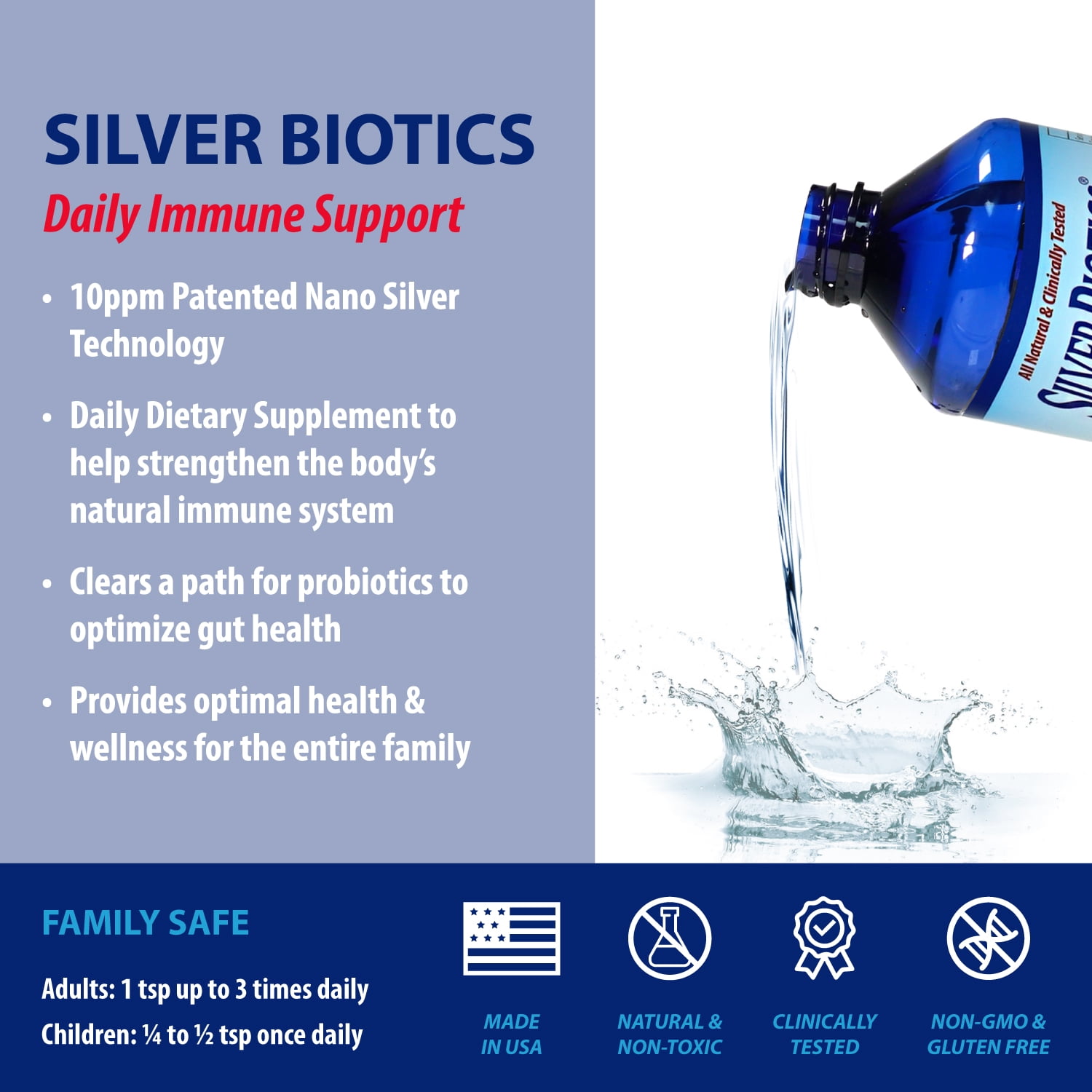 BE SMART GET PREPARED SILVERBIOTICS 16 OZ PROBIOTIC IMMUNE SUPPLEMENT FAMILY ALL NATURAL NANO SILVER