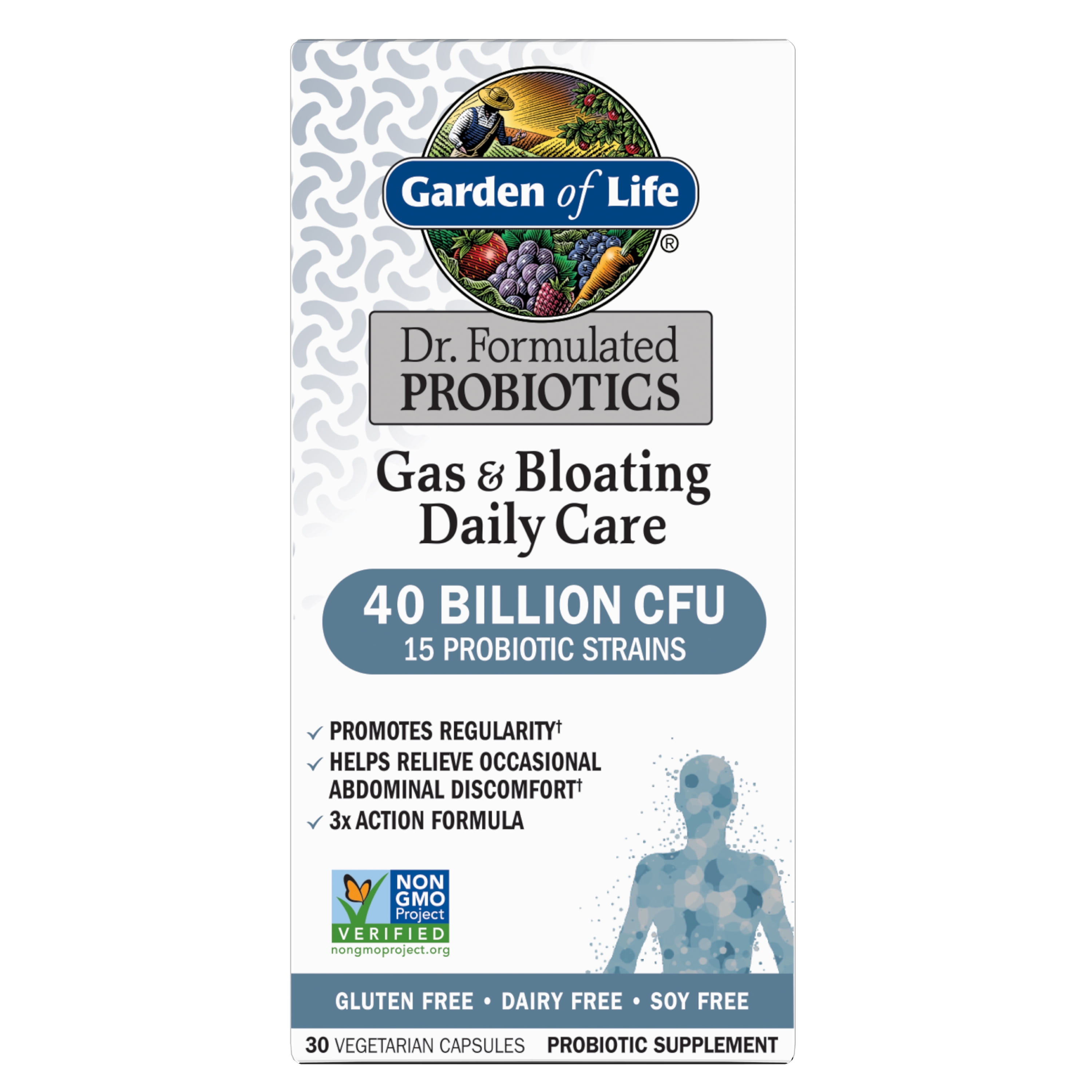 GARDEN OF LIFE GAS BLOATING RELIEF PROBIOTIC CAPSULES 30CT