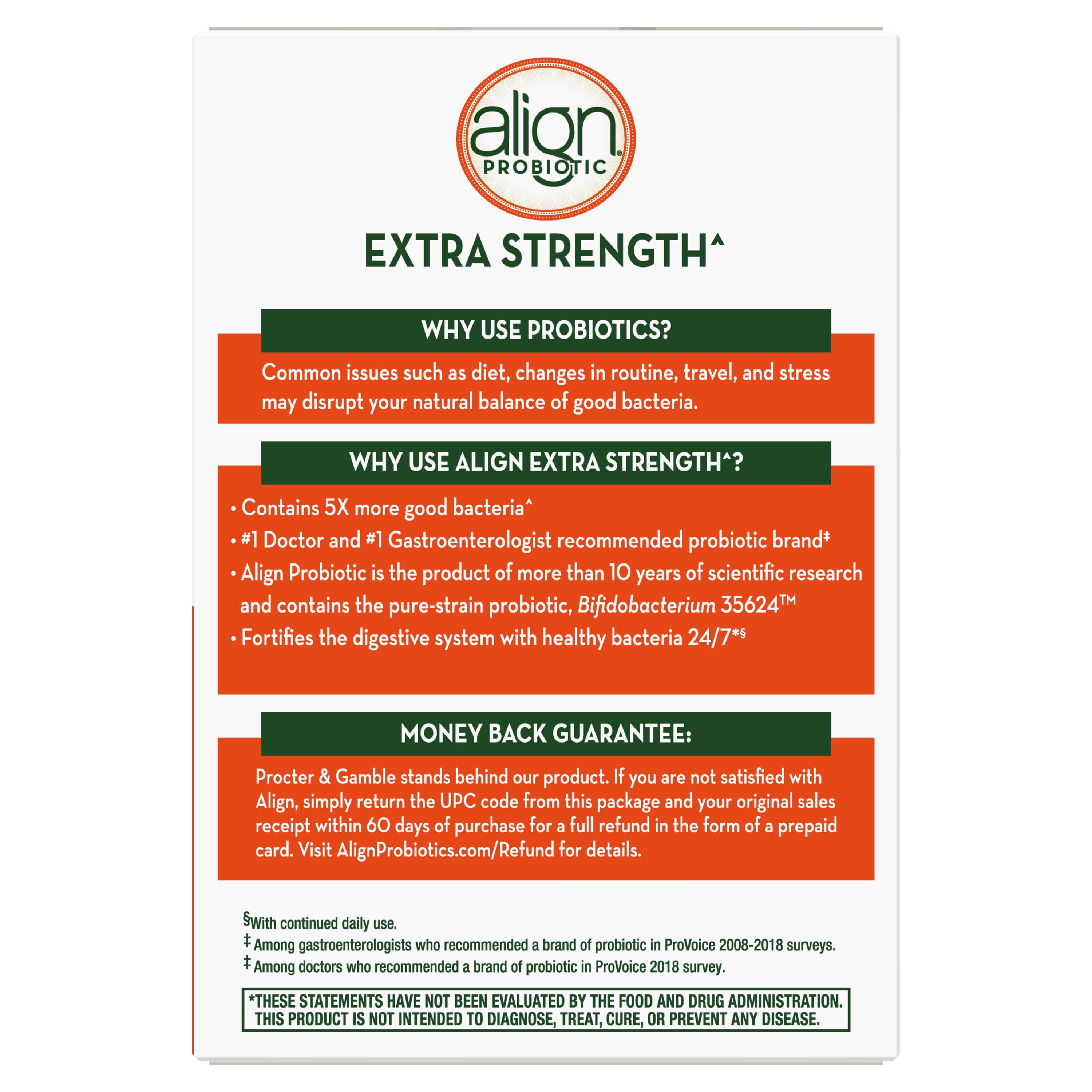 ALIGN PROBIOTIC EXTRA STRENGTH 5X MORE GOOD BACTERIA DIGESTIVE HEALTH 42 CAPSULES