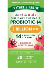 NATURE'S TRUTH KIDS PROBIOTIC CHEWABLE 3 BILLION CFU 30 COUNT 14 STRAINS BERRY FLAVOR