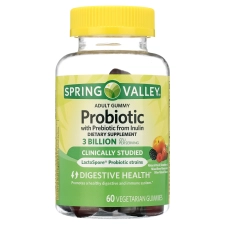 SPRING VALLEY INULIN PROBIOTIC SUPPLEMENT VEGGIE GUMMIES ASSORTED FRUIT 60 COUNT