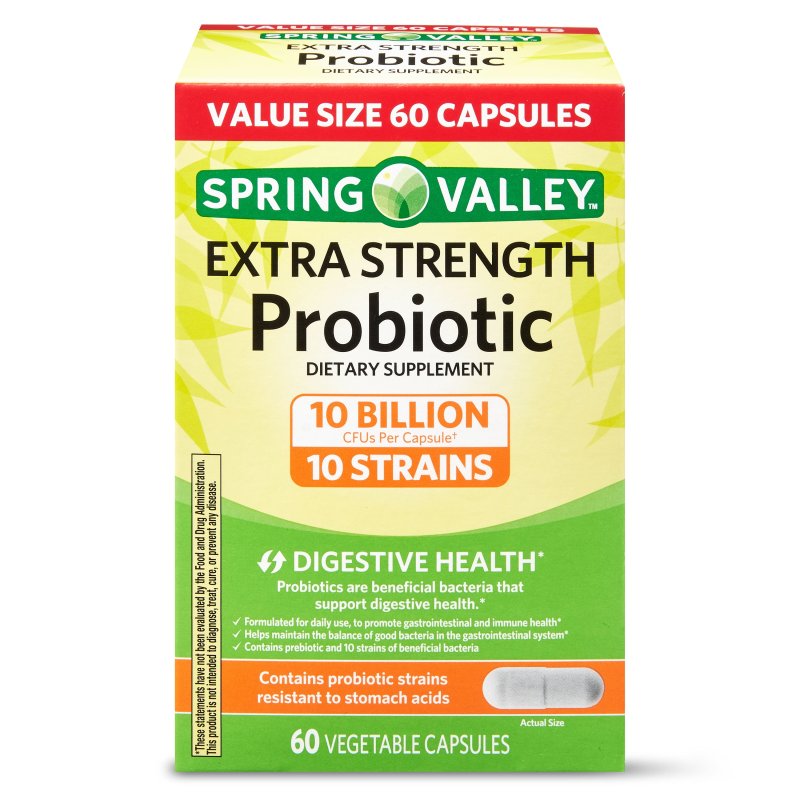 SPRING VALLEY EXTRA STRENGTH PROBIOTIC VEGETABLE CAPSULES 10B CFU 60 CT