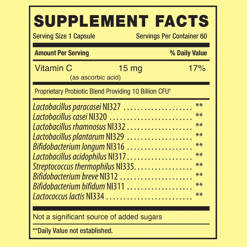 SPRING VALLEY EXTRA STRENGTH PROBIOTIC VEGETABLE CAPSULES 10B CFU 60 CT