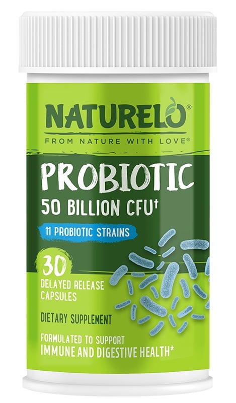 NATURELO PROBIOTICS 50 BILLION CFU DIGESTIVE HEALTH 11 STRAINS IMMUNE SYSTEM 30 VEGETARIAN CAPSULES