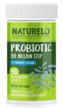NATURELO PROBIOTICS 50 BILLION CFU DIGESTIVE HEALTH 11 STRAINS IMMUNE SYSTEM 30 VEGETARIAN CAPSULES