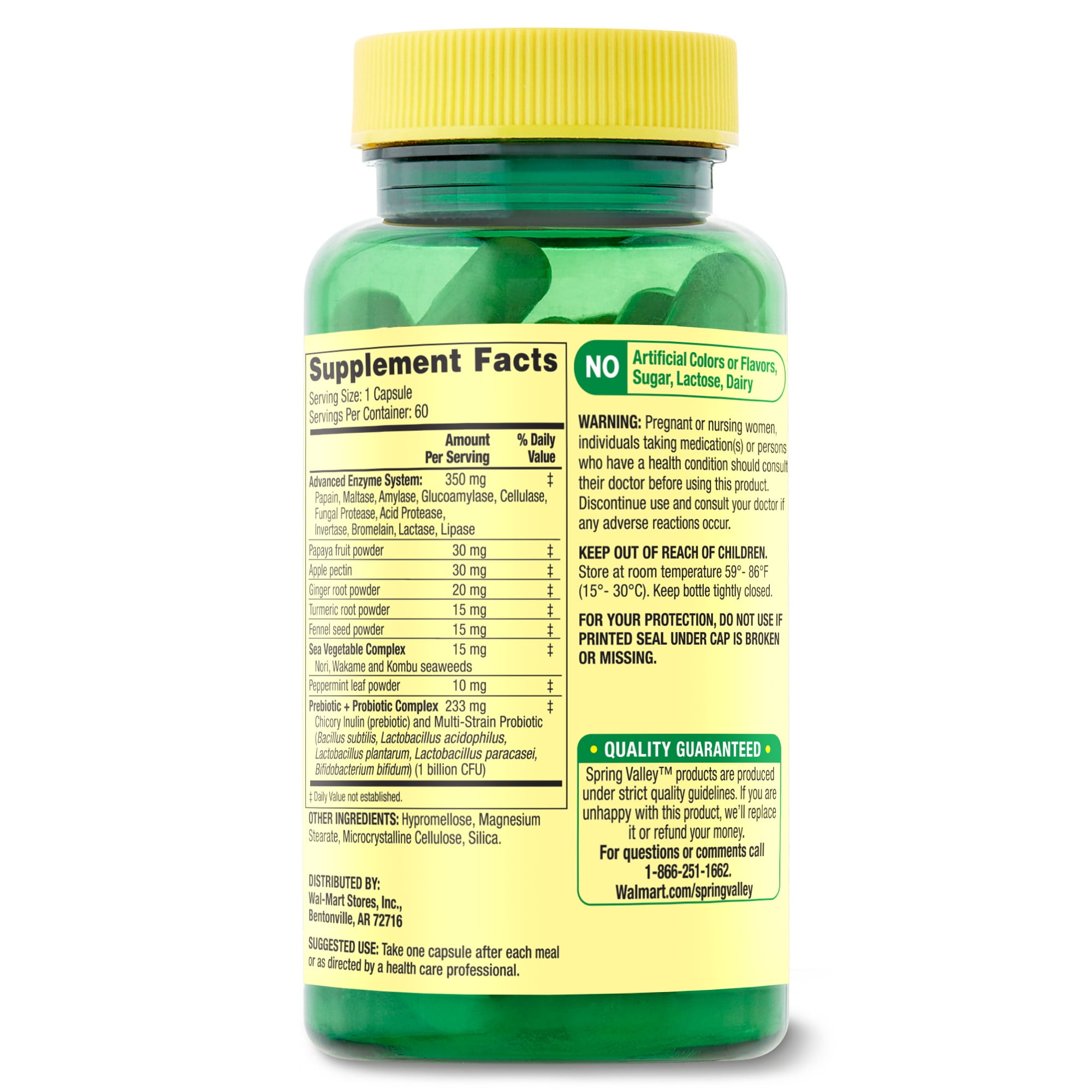 SPRING VALLEY ADVANCED DIGESTIVE ENZYMES 60 COUNT FOR IMPROVED GUT HEALTH AND DIGESTION