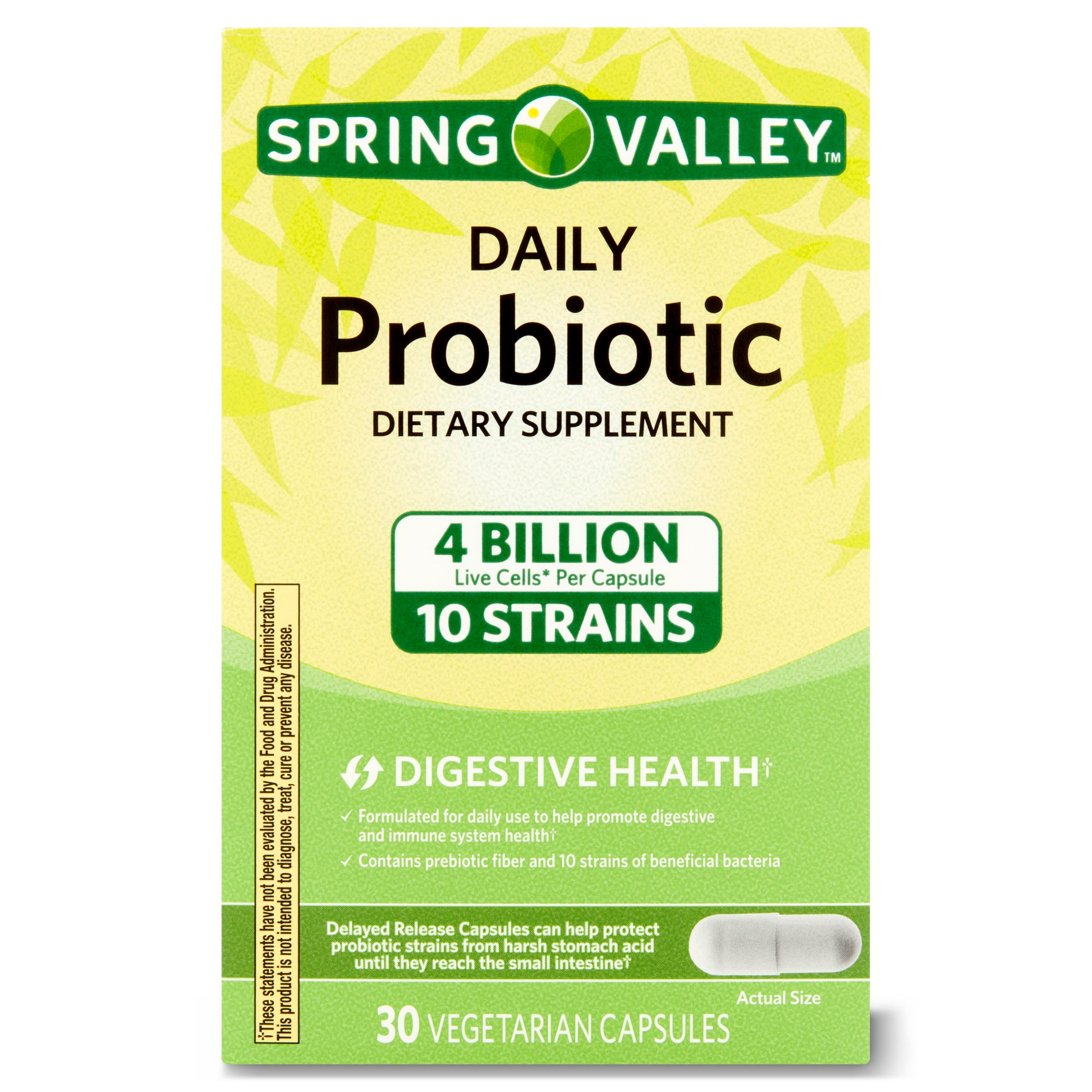 SPRING VALLEY DAILY PROBIOTIC SUPPLEMENT DELAYED RELEASE CAPSULES 30 COUNT