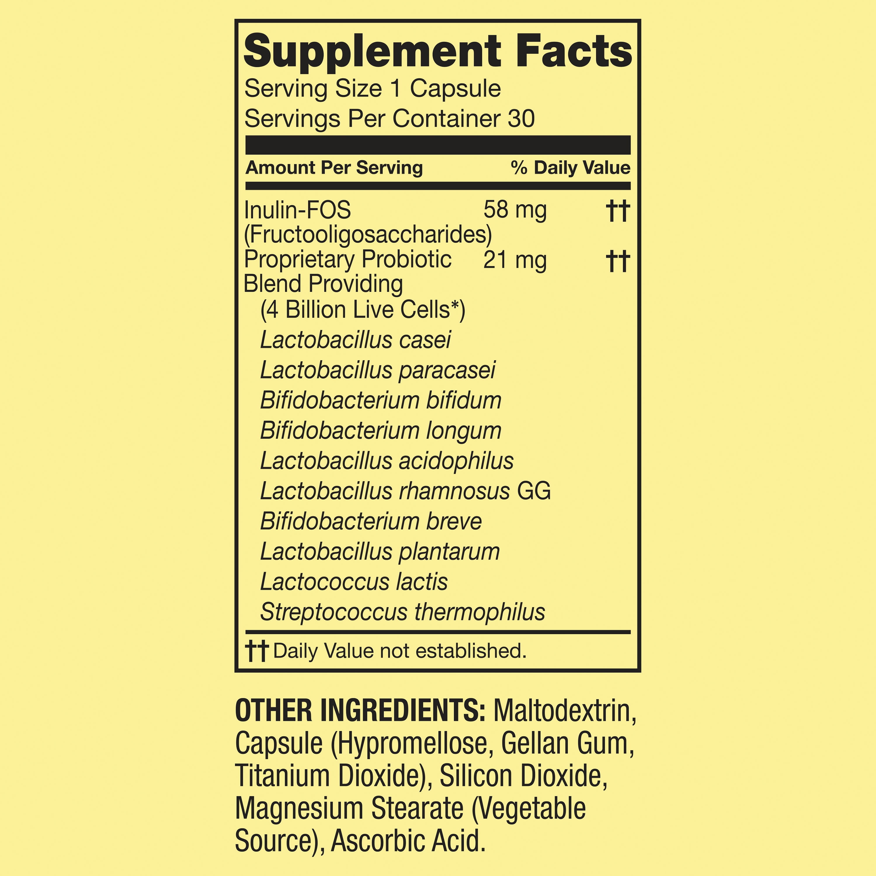 SPRING VALLEY DAILY PROBIOTIC SUPPLEMENT DELAYED RELEASE CAPSULES 30 COUNT