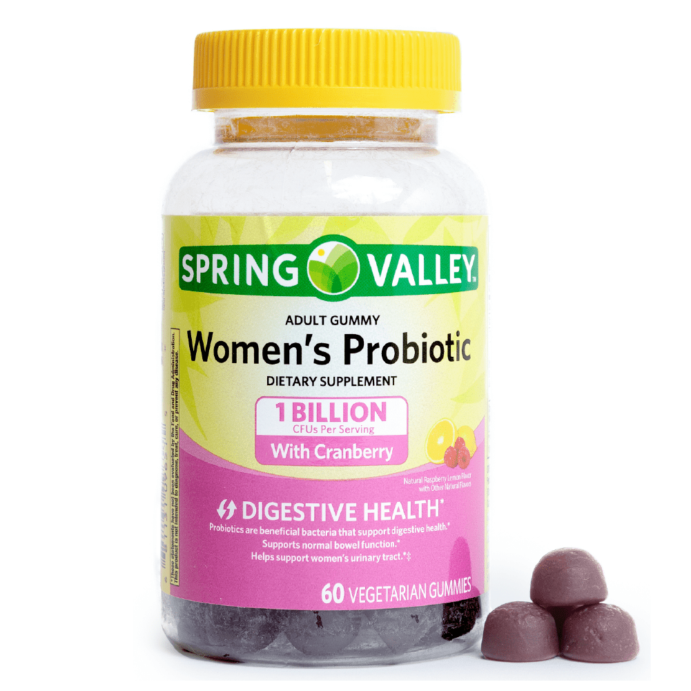 SPRING VALLEY WOMEN'S CRANBERRY PROBIOTIC GUMMIES RASPBERRY LEMON 60 COUNT