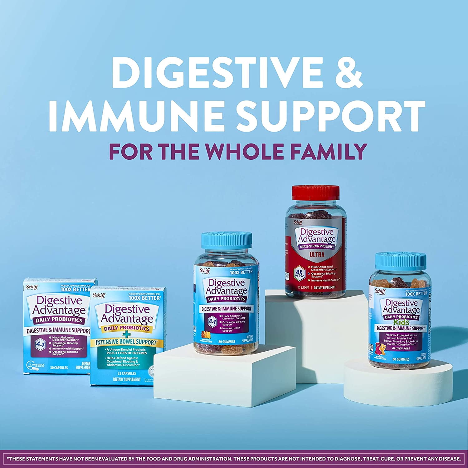 DIGESTIVE ADVANTAGE PROBIOTIC PREBIOTIC GUMMIES STRAWBERRY FLAVOR 60 COUNT PACK OF 2