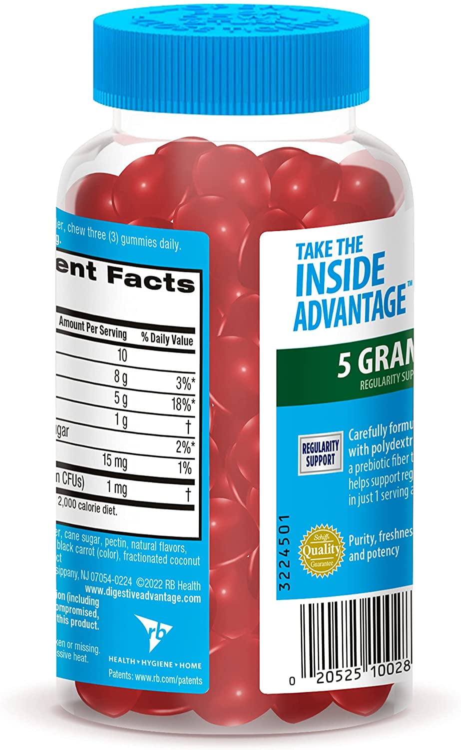 DIGESTIVE ADVANTAGE PROBIOTIC PREBIOTIC GUMMIES STRAWBERRY FLAVOR 60 COUNT PACK OF 2