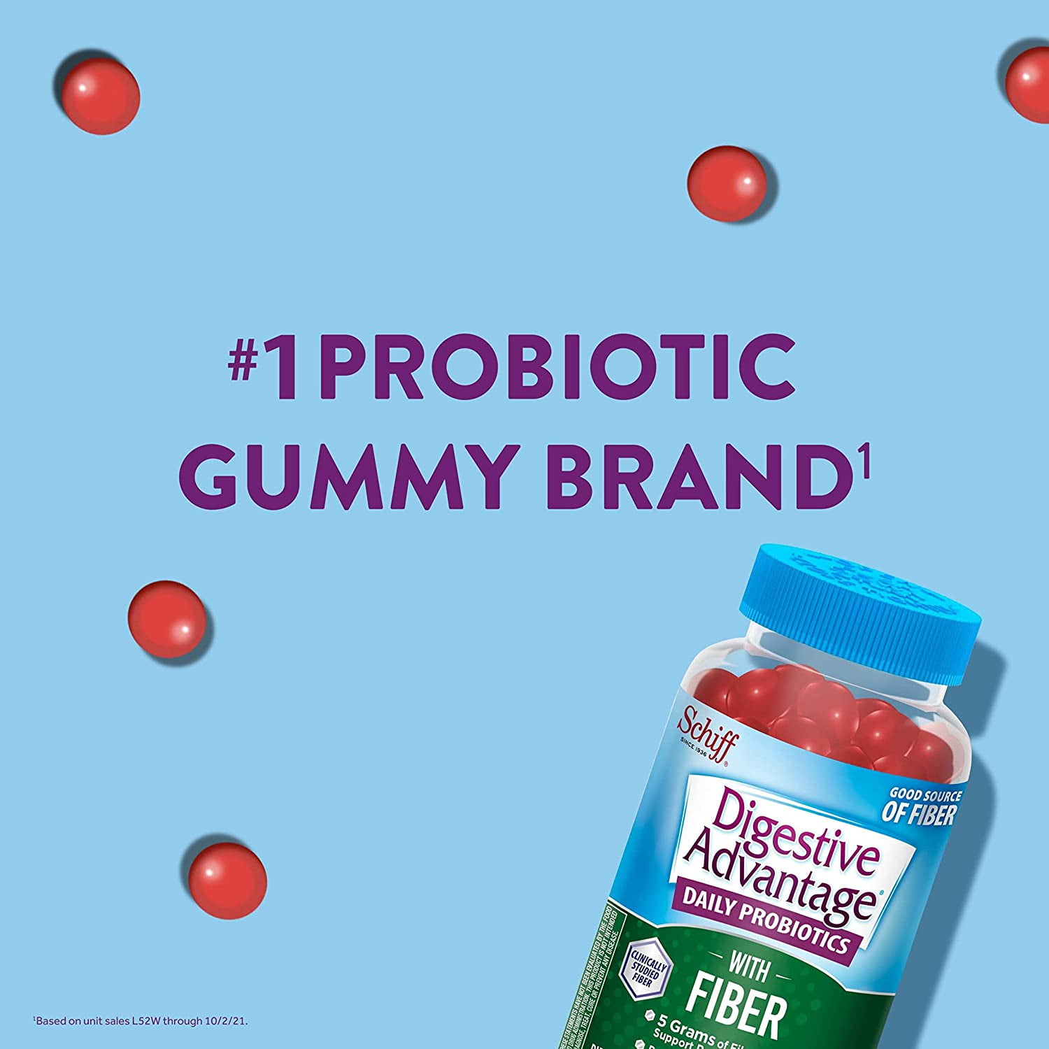 DIGESTIVE ADVANTAGE PROBIOTIC PREBIOTIC GUMMIES STRAWBERRY FLAVOR 60 COUNT PACK OF 2