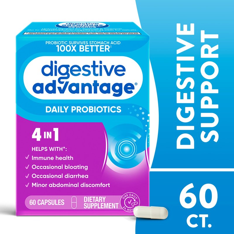 DIGESTIVE ADVANTAGE DAILY PROBIOTICS - GUT HEALTH SUPPORT 60 CAPSULES FOR WOMEN AND MEN