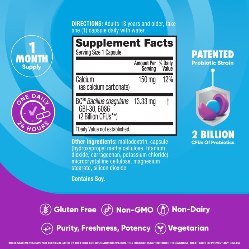 DIGESTIVE ADVANTAGE DAILY PROBIOTICS - GUT HEALTH SUPPORT 60 CAPSULES FOR WOMEN AND MEN